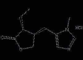 Structural formula of pilocarpine hydrochloride