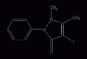 Structural formula of antipyrine iodine