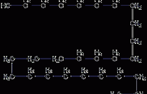 Structural formula of hexacarbonyl alcohol