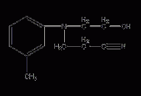 N-2-cyanoethyl-N-2-hydroxyethyl-m-toluidine structural formula