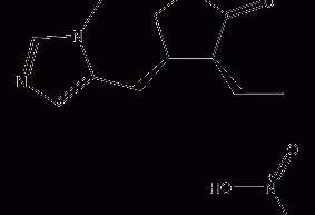 Structural formula of pilocarpine nitrate