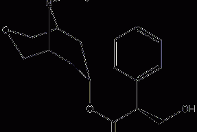 Structural formula of scopolamine methylbromide