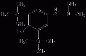 2,6-di-tert-butyl-4-(dimethylaminomethyl)phenol structural formula