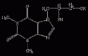 Structural formula of dihydroxyprophylline