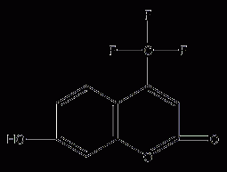 7-hydroxy-4-(trifluoromethyl)coumarin structural formula