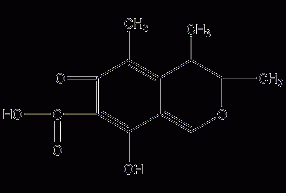 Structural formula of penicillin tangerine